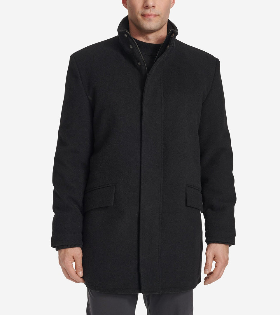 Cole Haan Men's Black Wool-Blend Solid Coat