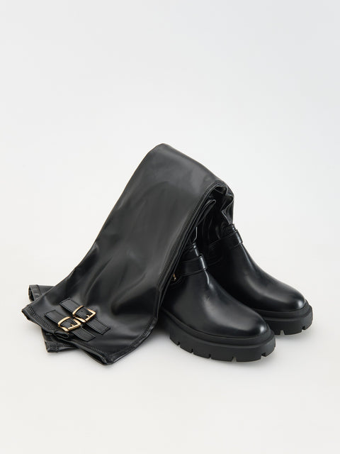 Reserved Women's Black High Boots With Buckles | Reserved In Lebanon