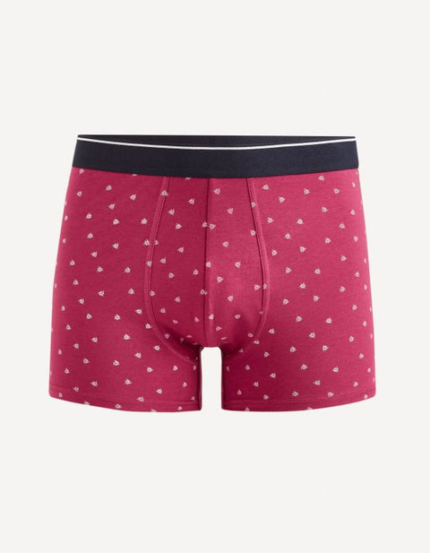 Celio Men's Burgundy Printer Stretch Cotton Boxer | Celio in Lebanon