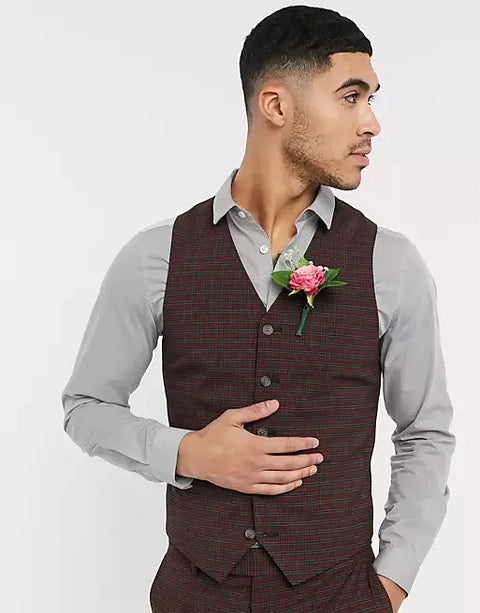 Asos Design Men's Burgundy Vest ANF1361