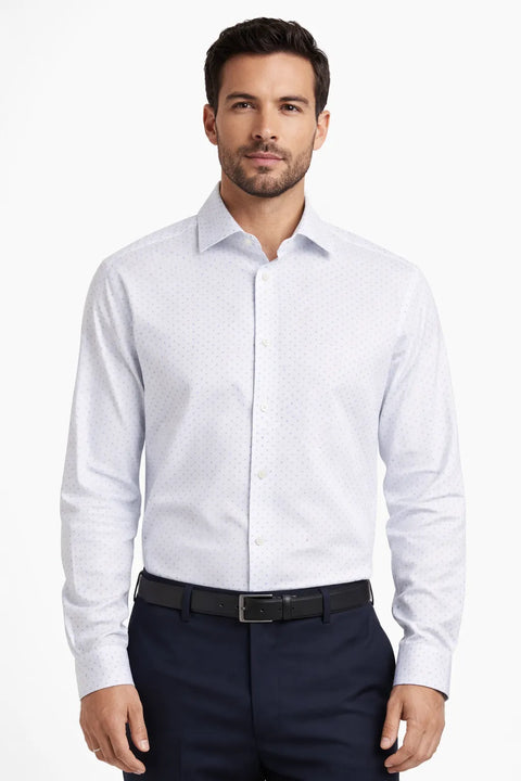 Calvin Klein Men's White Printed Wrinkle Free Fresh Regular Fit Stretch Shirt |Calvin Klein In Lebanon