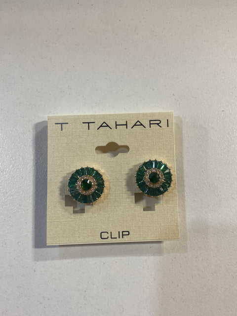 Tahari Women's Dark Green Crystal Earrings |Tahari in Lebanon