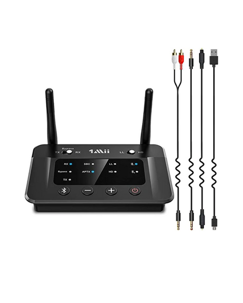EU 1Mii Long Range Bluetooth Transmitter Receiver Bluetooth Audio Adapter for TV PC Home Stereo with aptX Low Latency HiFi Sound & NFC, Optical RCA AUX 3.5mm, 230ft Bluetooth Range - B03 AM195 shr