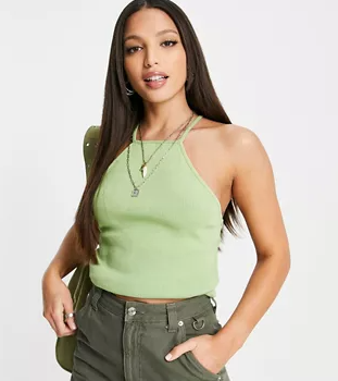 Topshop Women's Green Blouse ANF1417