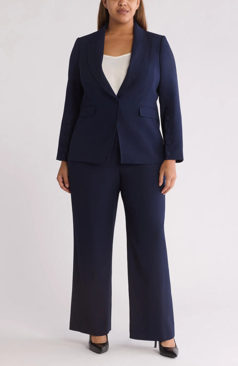 Tahari ASL Women's Navy Mid-Rise Wide-Leg Pant | Tahari ASL In Lebanon