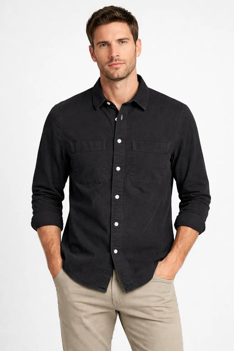 Celio Men's Black Solid Regular Fit Long Sleeve Shirt|Celio In Lebanon