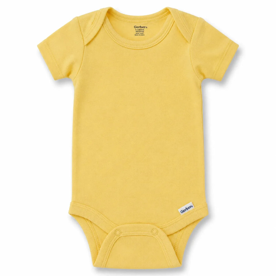 Gerber Baby's Yellow Short Sleeves Cotton Bodysuits | Gerber In Lebanon