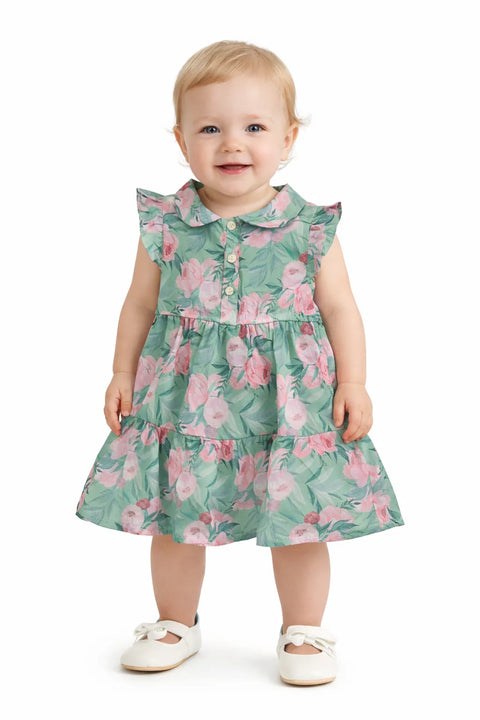 Ativo Baby Girl's Light Green Floral Dress | Ativo In Lebanon