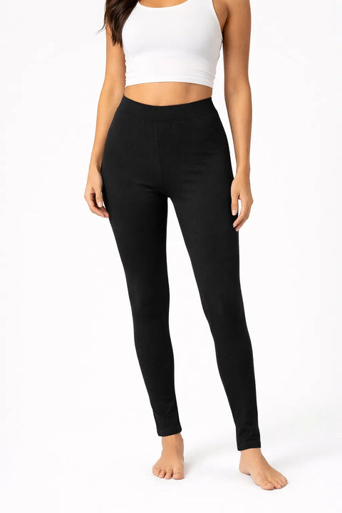 Cuddl Duds Women's Black High Waist Warm Layers Ribbed Legging|Cuddl Duds In Lebanon