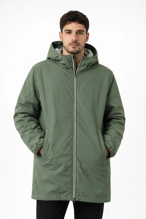 Celio Men's Khaki Green Waterproof Hooded Jacket|Celio In Lebanon
