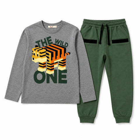 Mushi Boy's Olive Green /Grey 2pc Pajama Set | Max & Ile in Lebanon