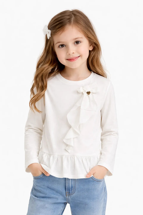 Ativo Girl's White Long Sleeve Blouse | Ativo In Lebanon
