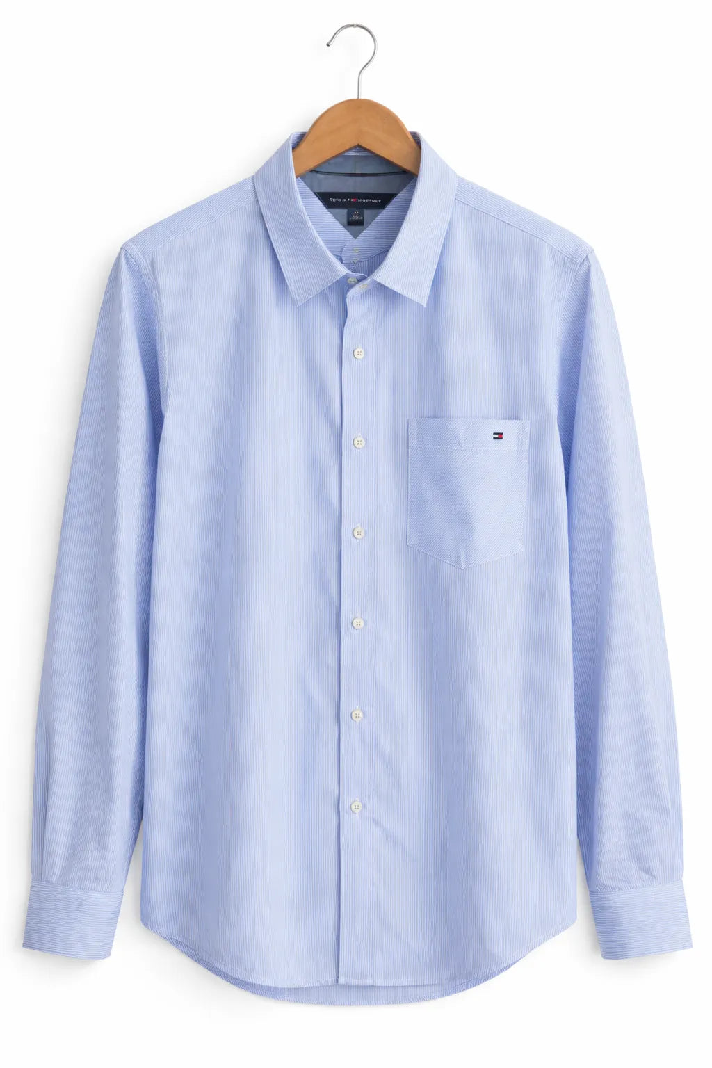 Tommy Hilfiger Women's Blue Cotton Roll-Tab Button-Up Shirt | Tommy Hilfiger in Lebanon