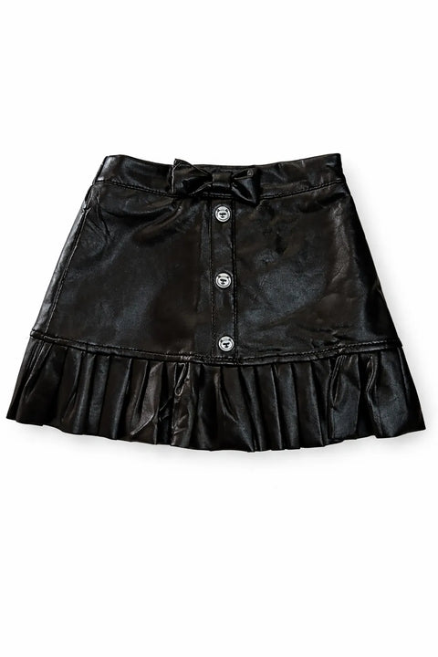 Ativo Baby Girl's Black Leather Pleated Mini Skirt | Ativo In Lebanon