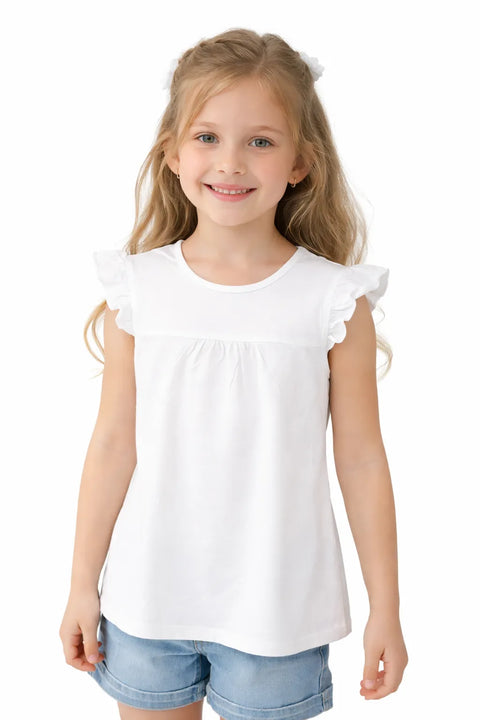 Ativo Girl's White Raffle Sleeveless Dress | Ativo In Lebanon