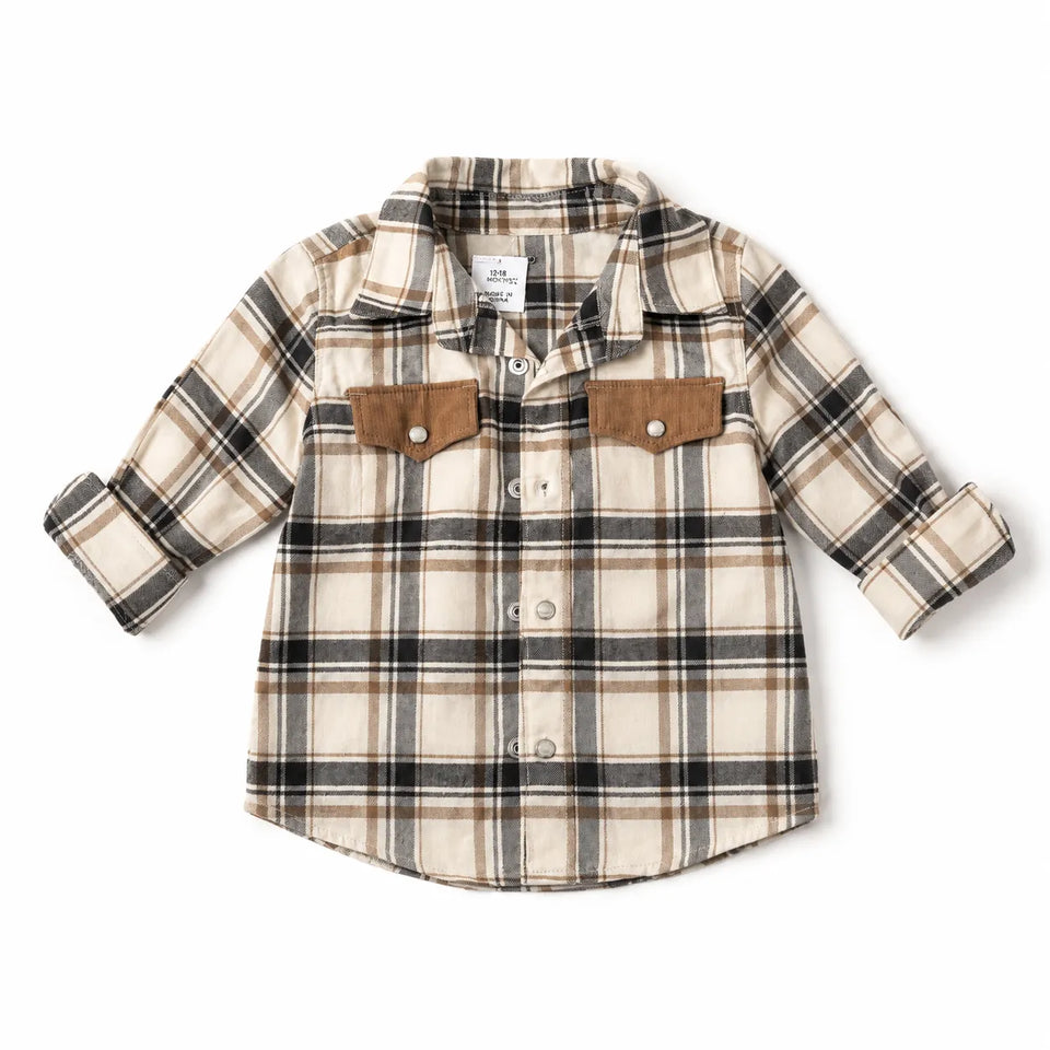 OshKosh B'gosh Baby Boy Cream and Brown Plaid Flannel Button-Down Shirt | OshKosh in Lebanon