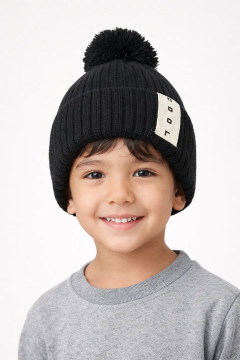 Sinsay Boy's Black Knitted Beanie With Pom Pom|Sinsay In Lebanon