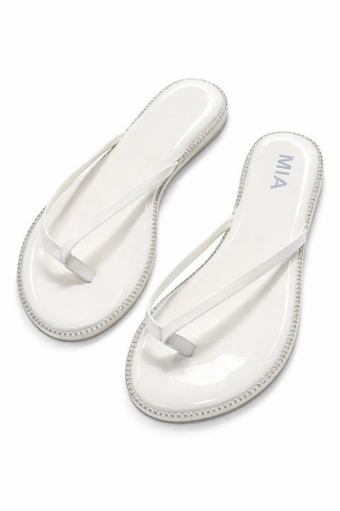 Mia Women's White Strappy Flat Slippers | Mia In Lebanon