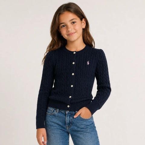 Polo Ralph Lauren Girl's Black Mini-Cable Cotton Cardigan|Polo Ralph Lauren In Lebanon