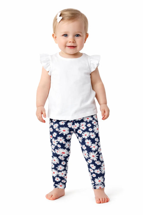 Ativo Baby Girl's Navy Flower Power Leggings | Ativo in Lebanon