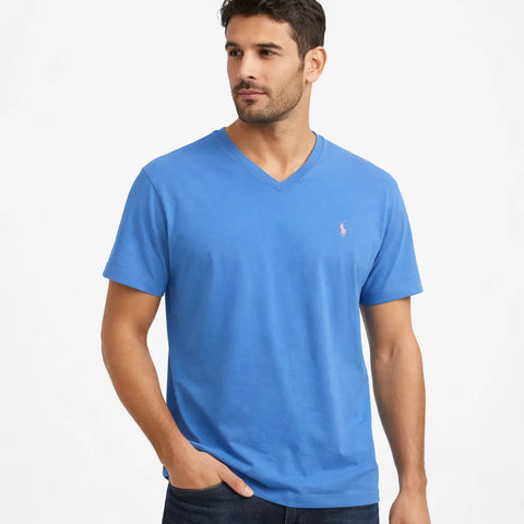 Polo Ralph Lauren Men's Blue Custom Classic Fit V-Neck T-Shirt|Polo Ralph Lauren In Lebanon