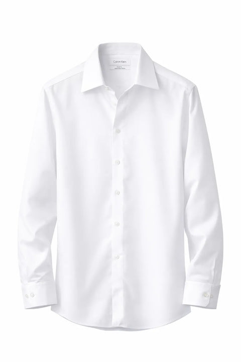 Calvin Klein Men's White  Steel Classic Regular Fit Stretch Shirts | Calvin Klein In Lebanon