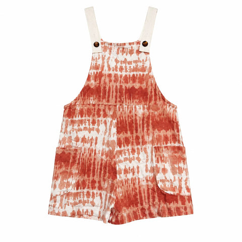 Top Top Girl's White/Coral Printed Square Neck Romper | Top Top In Lebanon
