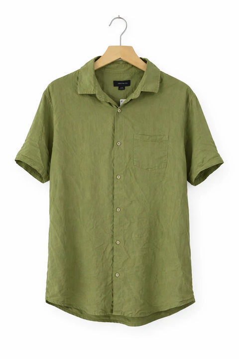 Cotton On Men's Olive Green Short-Sleeve Pop Stitch Shirt | Cotton On In Lebanon
