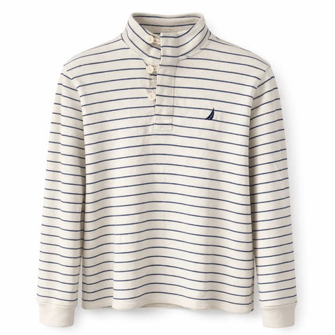Nautica Men's White Cap Long Sleeve Striped Pullover Sweatshirt | Nautica Lebanon