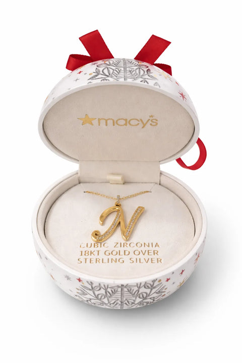 Holiday Lane Women's Silver Cubic Zirconia "N" Initial Pendant Necklace | Holiday Lane In Lebanon