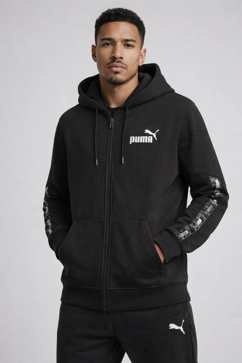 Puma Men's Black Camouflage Taped Log Puma Jacket | Puma In Lebanon