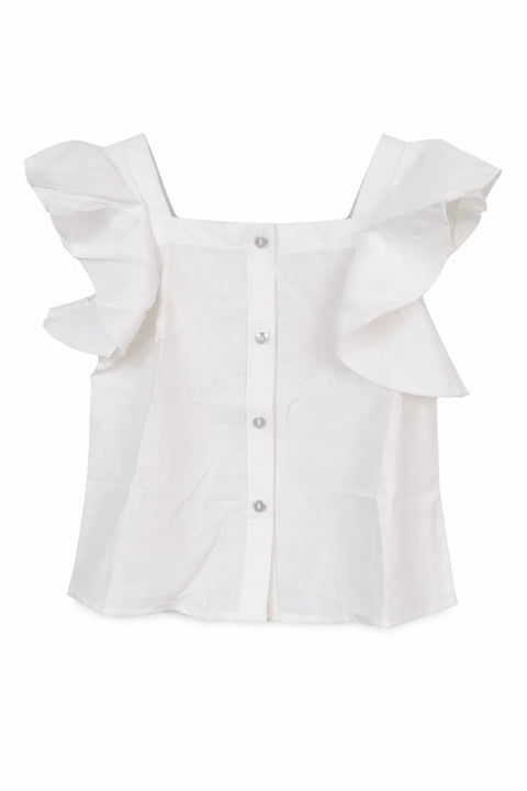 Ativo Girl's White Raffle Sleeveless Blouse | Ativo In Lebanon