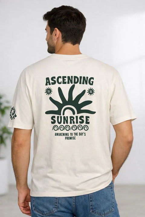 Celio Men's White/Green Printed Graphic T-Shirt | Celio in Lebanon