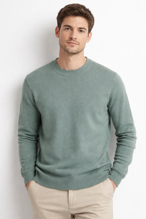 Celio Men's Green Crew Neck Sweater  | Celio in Lebanon