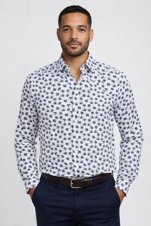Club Room Men's White & Blue Shirt ABF762