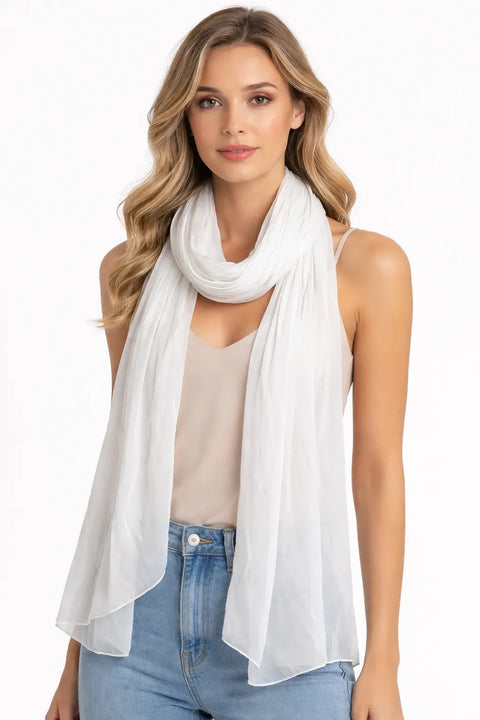 Giani Bernini Women White Chiffon Solid Oblong Scarf | Giani Bernini in Lebanon