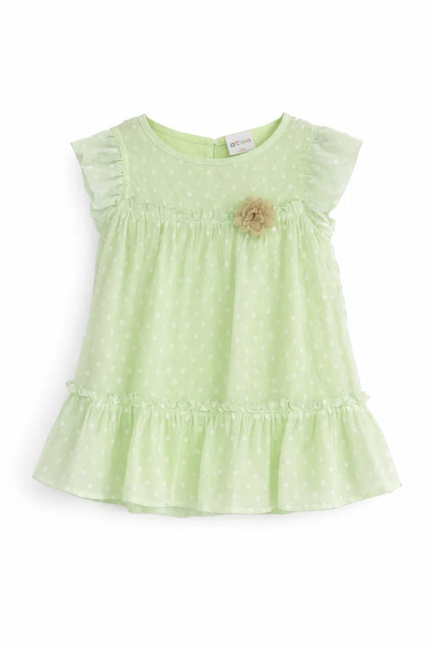 Ativo Girl's Green Ruffle Sleeveless Dress | Ativo In Lebanon