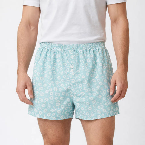 Celio Men's Aqua Patterned Cotton Boxer |Celio In Lebanon