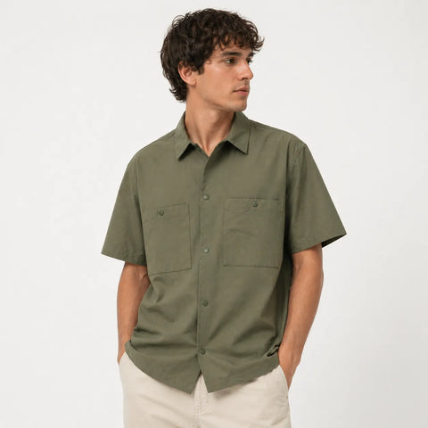 Only & Sons Men's Olive Green Short Sleeve Press Buttons Shirt | Only & Sons In Lebanon