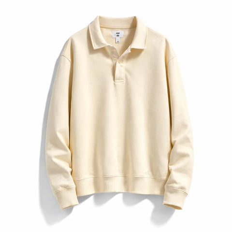 Mode of One Men's Soft Vanilla Relaxed-Fit Long-Sleeve French Terry Sweatshirt |Mode of One in Lebanon