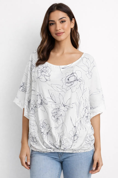 Vince Camuto Women's New Ivory Floral Round-Neck 3/4 Sleeve Blouse | Vince Camuto In Lebanon