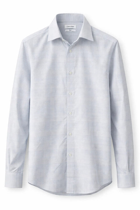 Calvin Klein Men's White & Navy Blue Steel Slim Fit Plaid Shirt |Calvin Klein In Lebanon