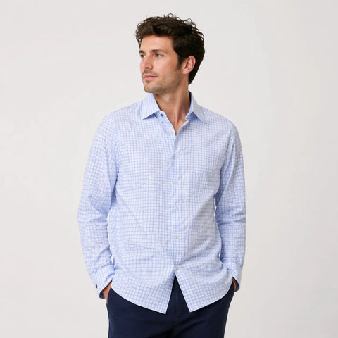 Duchamp Men's Blue Slim Fit Checked Long Sleeve Shirt|Duchamp In Lebanon