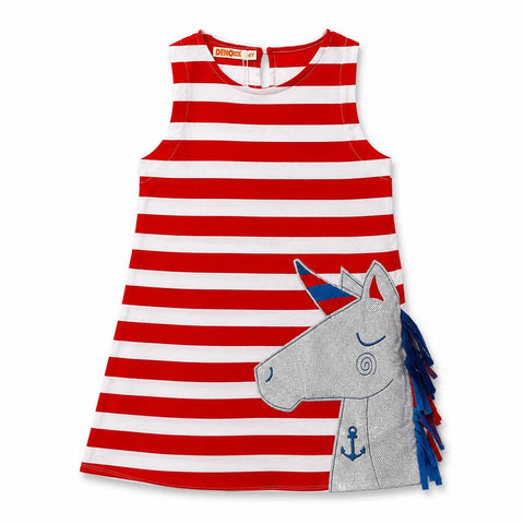 Deno Kids Girl's White & Red Printed Dress | Deno Kids In Lebanon