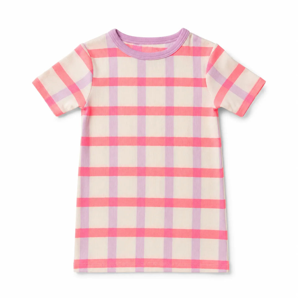Cat & Jack Baby Girls Cream Neon Pink & Purple Plaid Short-Sleeve T-Shirt | Cat & Jack in Lebanon