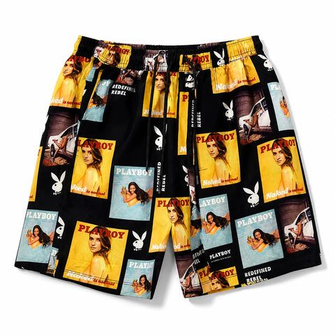 Rebel Men’s Black Graphic Print Elastic Waist Shorts | Rebel in Lebanon