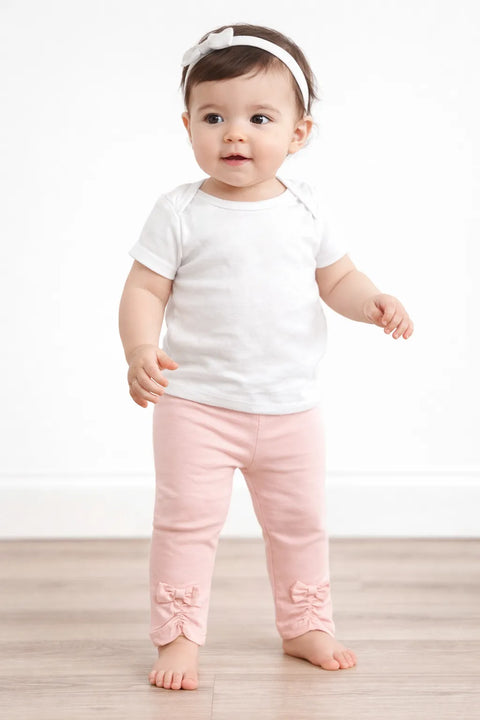 Ativo Baby Girl's Light Coral Smocked Hem Leggings | Ativo In Lebanon