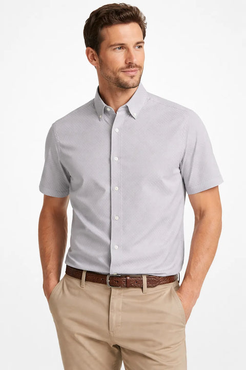 Michael Kors Men's Gray Slim-Fit Short-Sleeve Logo Shirt | Michael Kors In Lebanon