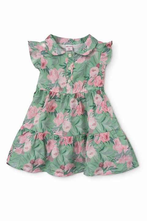 Ativo Baby Girl's Light Green Floral Dress | Ativo In Lebanon