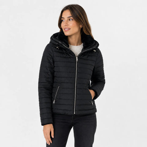Inside   Women's Black Puffer With Zip Closure Jacket |Inside in Lebanon